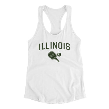 Illinois Pickleball Women's Racerback Tank-White-Allegiant Goods Co. Vintage Sports Apparel