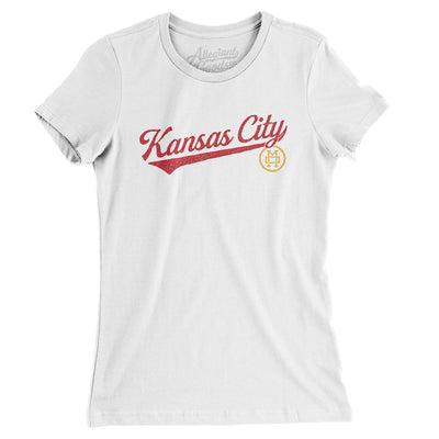 Kansas City Vintage Script Women's T-Shirt-White-Allegiant Goods Co. Vintage Sports Apparel