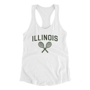 Illinois Tennis Women's Racerback Tank-White-Allegiant Goods Co. Vintage Sports Apparel
