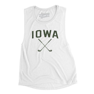 Iowa Golf Women's Flowey Scoopneck Muscle Tank-White-Allegiant Goods Co. Vintage Sports Apparel