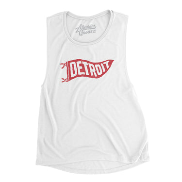 Detroit Pennant Women's Flowey Scoopneck Muscle Tank-White-Allegiant Goods Co. Vintage Sports Apparel
