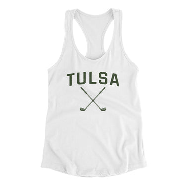 Tulsa Golf Women's Racerback Tank-White-Allegiant Goods Co. Vintage Sports Apparel