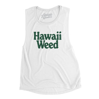 Hawaii Weed Women's Flowey Scoopneck Muscle Tank-White-Allegiant Goods Co. Vintage Sports Apparel