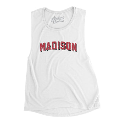 Madison Varsity Women's Flowey Scoopneck Muscle Tank-White-Allegiant Goods Co. Vintage Sports Apparel