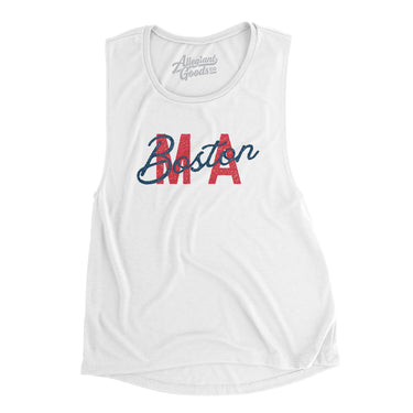 Boston Ma Overprint Overprinted Women's Flowey Scoopneck Muscle Tank-Allegiant Goods Co. Vintage Sports Apparel