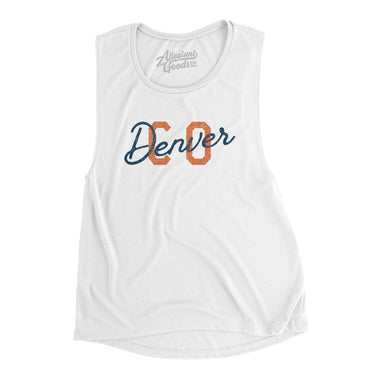 Denver Co Overprinted Women's Flowey Scoopneck Muscle Tank-White-Allegiant Goods Co. Vintage Sports Apparel