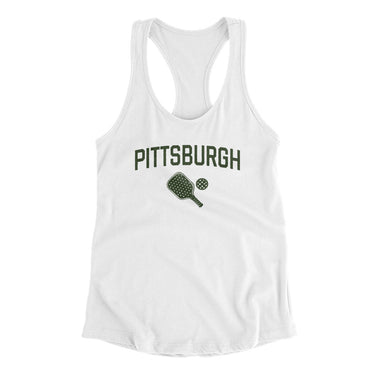 Pittsburgh Pickleball Women's Racerback Tank-White-Allegiant Goods Co. Vintage Sports Apparel