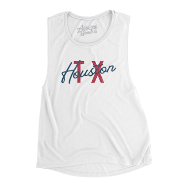Houston Tx Overprinted Women's Flowey Scoopneck Muscle Tank-Allegiant Goods Co. Vintage Sports Apparel