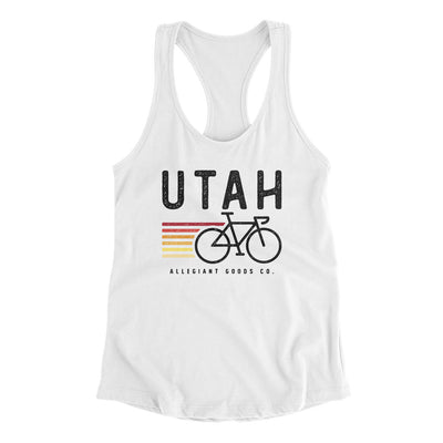 Utah Cycling Women's Racerback Tank-White-Allegiant Goods Co. Vintage Sports Apparel