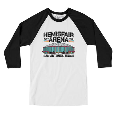 Hemisfair Arena Men/Unisex Raglan 3/4 Sleeve T-Shirt-Allegiant Goods Co. Vintage Sports Apparel