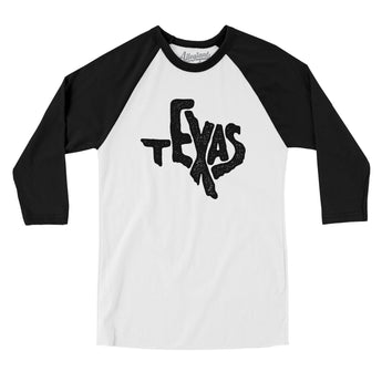 Texas State Shape Text Men/Unisex Raglan 3/4 Sleeve T-Shirt-Allegiant Goods Co. Vintage Sports Apparel