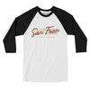 San Fran Overprint Men/Unisex Raglan 3/4 Sleeve T-Shirt-White|Black-Allegiant Goods Co. Vintage Sports Apparel