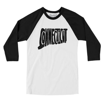 Connecticut State Shape Text Men/Unisex Raglan 3/4 Sleeve T-Shirt-Allegiant Goods Co. Vintage Sports Apparel