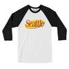 Seattle Seinfeld Men/Unisex Raglan 3/4 Sleeve T-Shirt-White|Black-Allegiant Goods Co. Vintage Sports Apparel