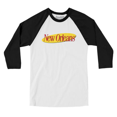 New Orleans Seinfeld Men/Unisex Raglan 3/4 Sleeve T-Shirt-White|Black-Allegiant Goods Co. Vintage Sports Apparel