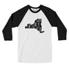 New York State Shape Text Men/Unisex Raglan 3/4 Sleeve T-Shirt-White|Black-Allegiant Goods Co. Vintage Sports Apparel