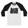 Oregon State Shape Text Men/Unisex Raglan 3/4 Sleeve T-Shirt-White|Black-Allegiant Goods Co. Vintage Sports Apparel
