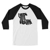 Louisiana State Shape Text Men/Unisex Raglan 3/4 Sleeve T-Shirt-White|Black-Allegiant Goods Co. Vintage Sports Apparel