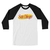 San Diego Seinfeld Men/Unisex Raglan 3/4 Sleeve T-Shirt-White|Black-Allegiant Goods Co. Vintage Sports Apparel