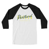 Portland Overprint Men/Unisex Raglan 3/4 Sleeve T-Shirt-White|Black-Allegiant Goods Co. Vintage Sports Apparel