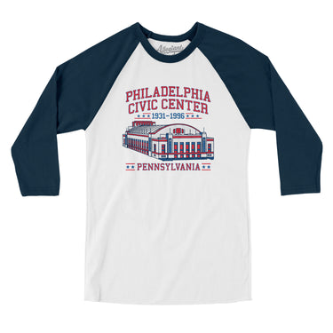 Philadelphia Civic Center Men/Unisex Raglan 3/4 Sleeve T-Shirt-Allegiant Goods Co. Vintage Sports Apparel