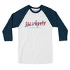 Los Angeles Overprint Men/Unisex Raglan 3/4 Sleeve T-Shirt-White|Navy-Allegiant Goods Co. Vintage Sports Apparel