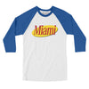 Miami Seinfeld Men/Unisex Raglan 3/4 Sleeve T-Shirt-White|True Royal-Allegiant Goods Co. Vintage Sports Apparel