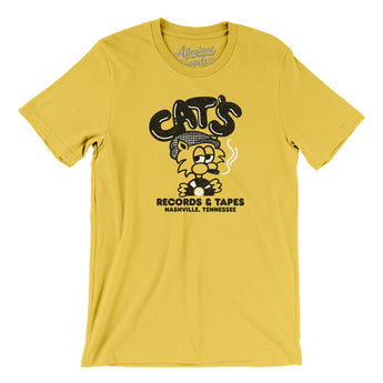 Cat's Records And Tapes Men/Unisex T-Shirt-Yellow-Allegiant Goods Co. Vintage Sports Apparel