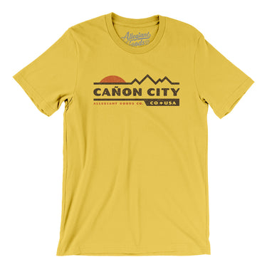 Cañon City Mountain Sunset Men/Unisex T-Shirt-Yellow-Allegiant Goods Co. Vintage Sports Apparel