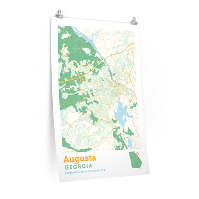 Augusta Georgia City Street Map Poster-24″ × 36″-Allegiant Goods Co. Vintage Sports Apparel