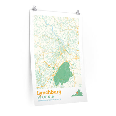Lynchburg Virginia City Street Map Poster-Allegiant Goods Co. Vintage Sports Apparel