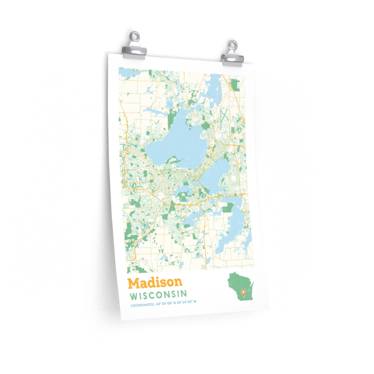 Madison World Map Madison Wisconsin City Street Map Poster – Allegiant Goods Co.