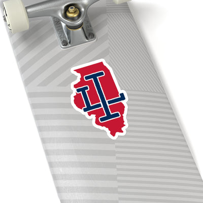 Illinois Home State Sticker (Red & Navy Blue)-6x6"-Allegiant Goods Co. Vintage Sports Apparel