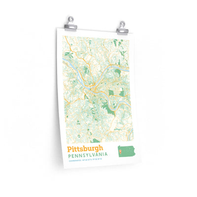 Pittsburgh Pennsylvania City Street Map Poster-12″ × 18″-Allegiant Goods Co. Vintage Sports Apparel