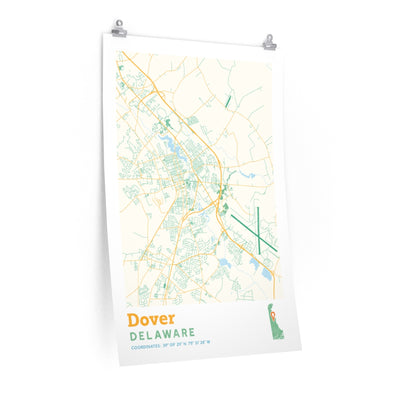 Dover Delaware Street Map Poster-24″ × 36″-Allegiant Goods Co. Vintage Sports Apparel