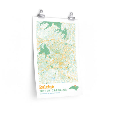 Raleigh North Carolina City Street Map Poster-12″ × 18″-Allegiant Goods Co. Vintage Sports Apparel