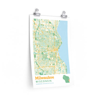 Milwaukee Wisconsin City Street Map Poster-12″ × 18″-Allegiant Goods Co. Vintage Sports Apparel