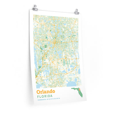 Orlando Florida City Street Map Poster-20″ × 30″-Allegiant Goods Co. Vintage Sports Apparel