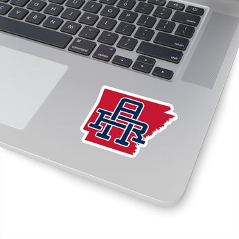 Arkansas Home State Sticker (Red & Navy Blue)-3x3"-Allegiant Goods Co. Vintage Sports Apparel