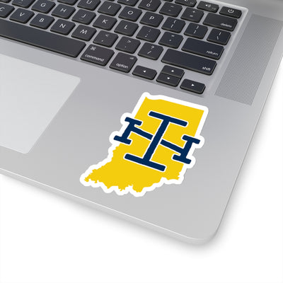 Indiana Home State Sticker (Yellow & Navy Blue)-4x4"-Allegiant Goods Co. Vintage Sports Apparel