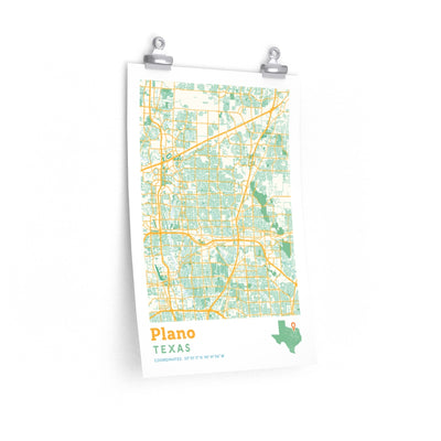 Plano Texas City Street Map Poster-12″ × 18″-Allegiant Goods Co. Vintage Sports Apparel