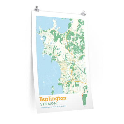 Burlington Vermont Street Map Poster-24″ × 36″-Allegiant Goods Co. Vintage Sports Apparel