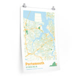 Portsmouth Virginia City Street Map Poster-Allegiant Goods Co. Vintage Sports Apparel