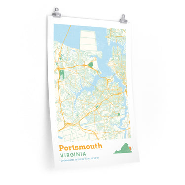 Portsmouth Virginia City Street Map Poster-Allegiant Goods Co. Vintage Sports Apparel