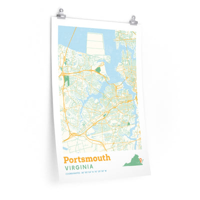 Portsmouth Virginia City Street Map Poster-20″ × 30″-Allegiant Goods Co. Vintage Sports Apparel