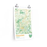 Cincinnati Ohio City Street Map Poster-Allegiant Goods Co. Vintage Sports Apparel
