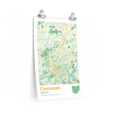 Cincinnati Ohio City Street Map Poster-Allegiant Goods Co. Vintage Sports Apparel