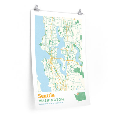 Seattle Washington City Street Map Poster-20″ × 30″-Allegiant Goods Co. Vintage Sports Apparel