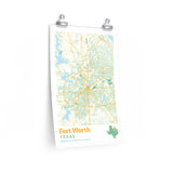 Fort Worth Texas City Street Map Poster-Allegiant Goods Co. Vintage Sports Apparel