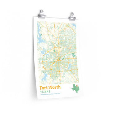Fort Worth Texas City Street Map Poster-Allegiant Goods Co. Vintage Sports Apparel